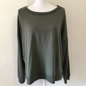 (A6) Nordstrom FOUND Los Angeles Olive Green Oversized Long Sleeve Shirt, Size L